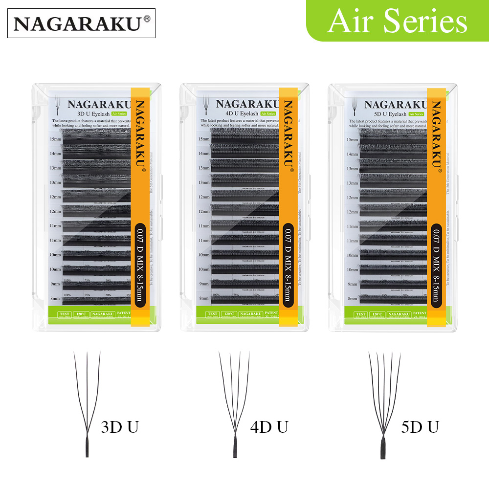 Eyelash Extension Human Hair - NAGARAKU Forma di U 3D/4D/5D Luce