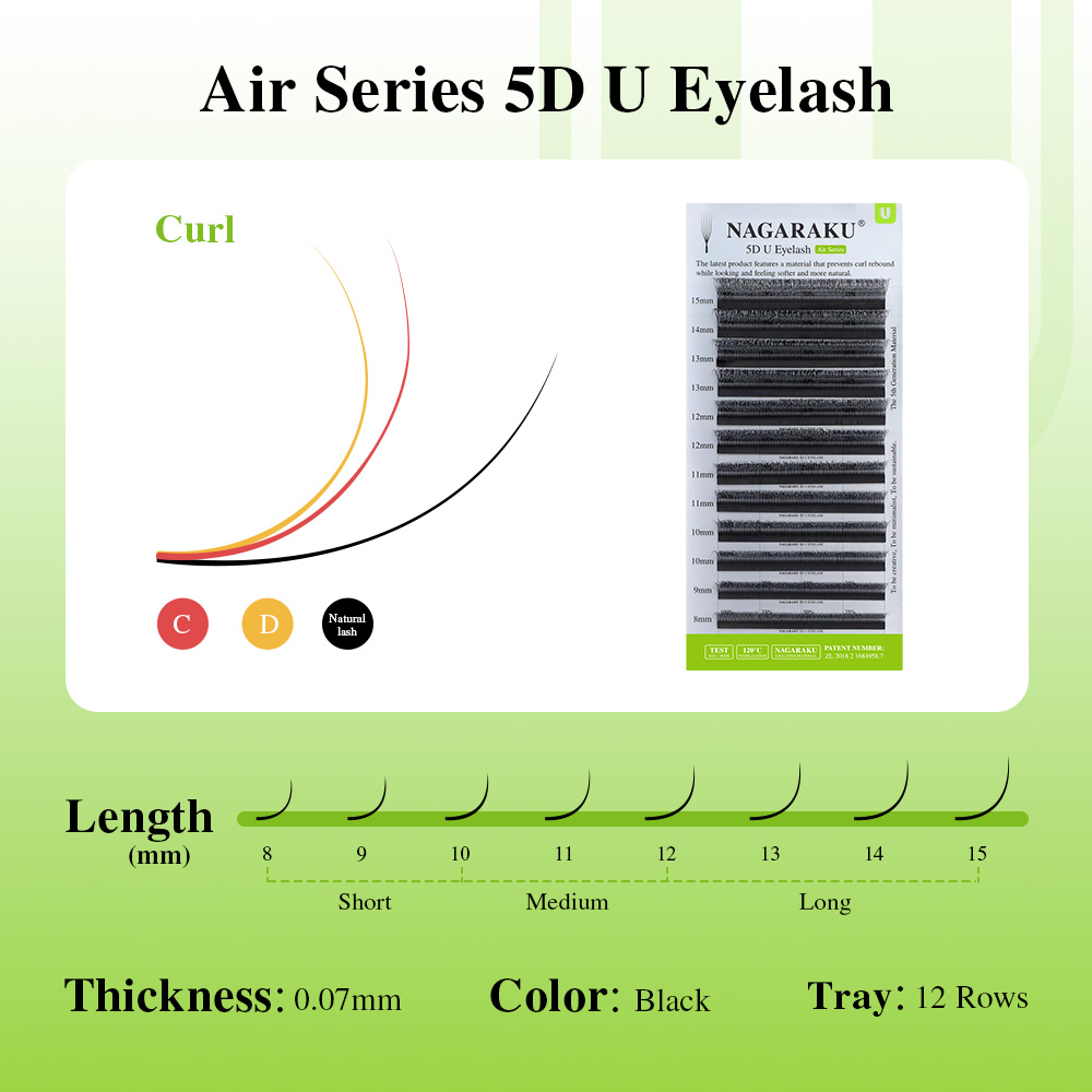 NAGARAKU Forma di U 3D/4D/5D L - Eyelash Extension Human Hair recensione e prezzo